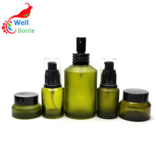 oblique shoulder olive green color glass pump bottle shoulder-008RL